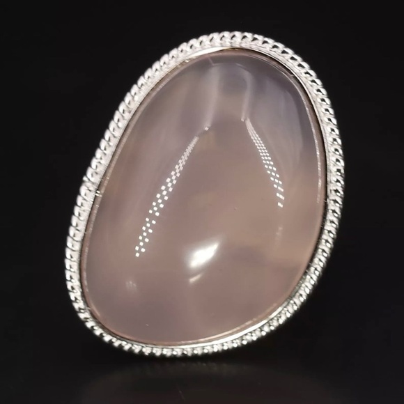 Sterling Silver - Rose Quartz Cabochon Braided Statement ring❤️ - Picture 3 of 4